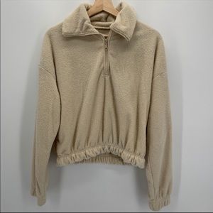 Urban outfitters cropped teddy jacket
